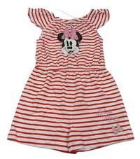Červeno-bílý pruhovaný kraťasový overal s Minnie Primark