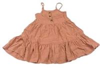 Kakaové lněné letní šaty s knoflíky PRIMARK