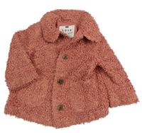 Růžový huňatý podšitý kabátek zn. F&F