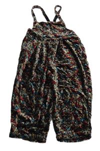 Černo-barevný květovaný sametový kalhotový overal zn. Next