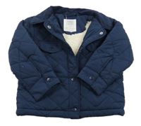 Tmavomodrá šusťáková zimní prošívaná bunda F&F