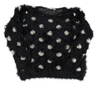 Černo-bílý puntíkatý chlupatý svetr Pepperts