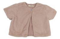 Růžové žebrované kožešinové podšité bolerko 