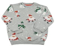 Světlešedá mikina se Santou a sněhuláky F&F
