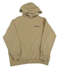 Béžová mikina s nápisem a kapucí 