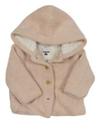 Světlerůžový třpytivý zateplený kabát s kapucí C&A