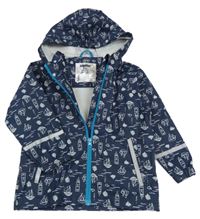 Tmavomodrá voděodolná jarní bunda s loďkami a kapucí Lupilu