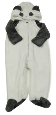 Bílo-antracitová plyšová kombinéza s kapucí Kiabi 