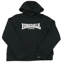 Černá mikina s logem a kapucí Lonsdale