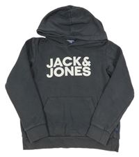 Šedá mikina s logem a kapucí Jack & Jones