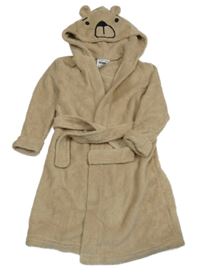 Béžový plyšový župan s kapucí - medvěd Lily & Dan