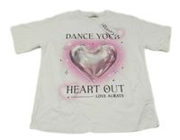 Nové - Bílé tričko se srdcem a nápisy George