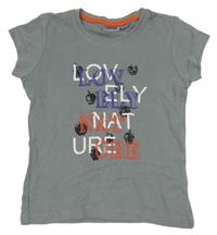 Šedé tričko s nápisy Alive