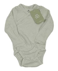 Nové - Bílo-zelené pruhované zavinovací body H&M