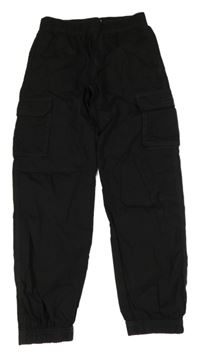 Černé plátěné cargo cuff kalhoty Lindex