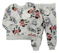 Nové - 2set - Šedá mikina s Minnie a Daisy + tepláky Primark