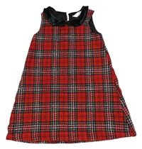 Červeno-bílo-tmavomodré kostkované šaty s límečkem H&M