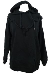 Dámská černá oversized mikina s volánkem a kapucí River Island 