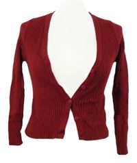 Dámský červený žebrovaný propínací crop svetr Shein 