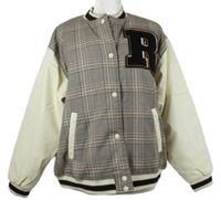 Dámský kostkovano-smetanový zateplený bomber s písmenkem H&M