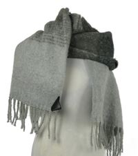 Dámská béžovo-šedá teplá šála s třásněmi 