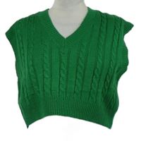 Dámská zelená vzorovaná crop svetrová vesta Shein 