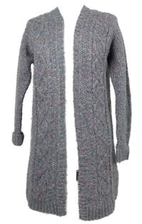 Dámský šedo-růžový melírovaný svetrový cardigán 