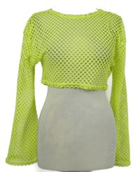 Dámské limetkové síťované crop triko 