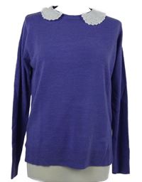 Dámský fialový svetr s madeirovým límečkem M&S