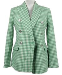 Dámský zeleno-bílý kostkovaný vlněný blejzr Savida 