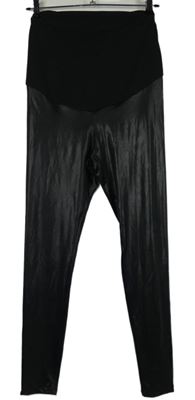 Nové - Dámské černé těhotenské lesklé legíny H&M