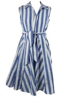 Dámské bílo-modré pruhované košilové šaty s páskem Apricot 