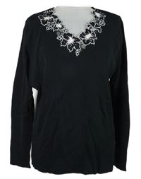 Dámský černý svetr s krajkou Bugatti 