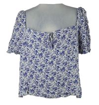 Dámská smetanovo-modrá vzorovaná crop halenka  H&M