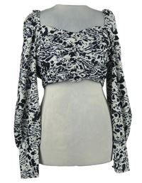 Dámská bílo-černá vzorovaná crop halenka In the Style 