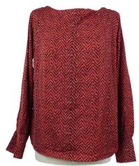 Dámská červeno-černá vzorovaná halenka 