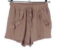 Dámské světlerůžové pletené kraťasy s volánky 