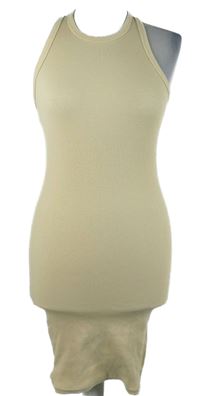 Dámské béžové žebrované elastické šaty FB Sister 