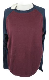 Nové - Pánský vínovo-tmavomodrý svetr Jack&Jones 
