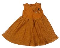 Rezavé bavlněno/plisované šaty s kytičkou 