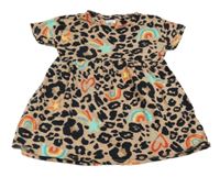 Béžové bavlněné šaty s flíčky a obrázky zn. Next