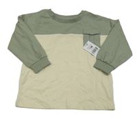 Nové- Khaki-smetanové triko s kapsou Matalan