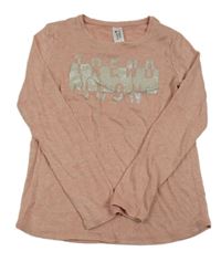 Světlerůžové úpletové triko s potiskem C&A