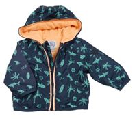 Tmavomodrá šusťáková jarní bunda s obrázky a kapucí Chicco