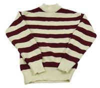 Mahagonovo-smetanový pruhovaný svetr 
