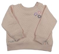 Světlerůžová prošívaná mikina s kytičkami Dopodopo