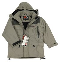 Nové - Šedá šusťáková zimní funkční bunda s kapucí Trespass