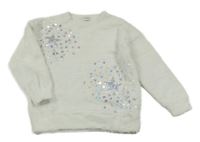 Bílý chlupatý svetr s flitry F&F