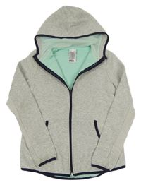 Světlešedá melírovaná podšitá propínací mikina s kapucí Decathlon