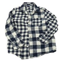 Tmavomodro-bílá kostkovaná flanelová košile M&S
